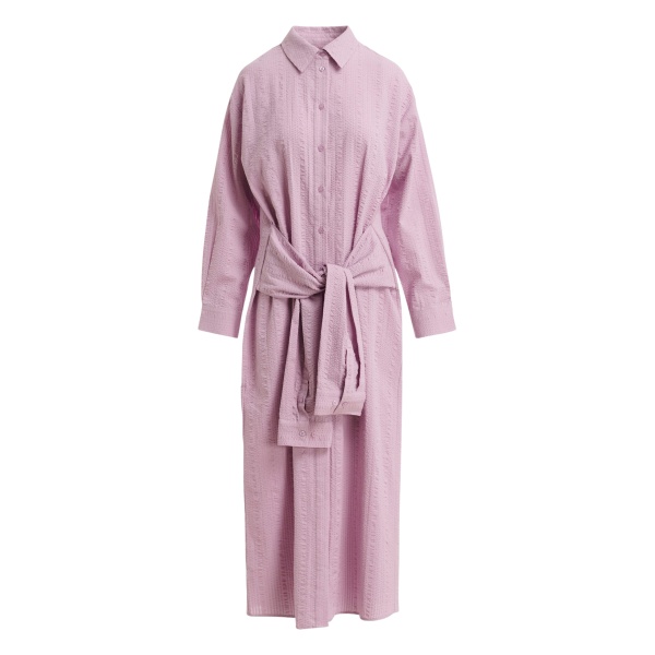 Essentiel Antwerp Light Pink Cotton Shirt Dress With Faux-Sleeve Detailing - Essentiel Antwerp Dresses - Colorful Belgian Design - Shop at Luxury Shoes 