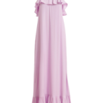 Essentiel Antwerp Lilac Maxi Dress With Ruffled Neckline And Tie-Back Detail - Essentiel Antwerp Dresses - Colorful Belgian Design - Shop at Luxury Shoes 