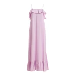 Essentiel Antwerp Lilac Maxi Dress With Ruffled Neckline And Tie-Back Detail