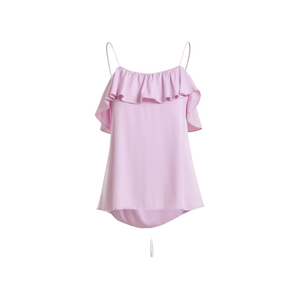 Essentiel Antwerp Lilac Ruffled Camisole Top With Tie-Back Detail - Essentiel Antwerp Tops - Colorful Belgian Design - Shop at Luxury Shoes 