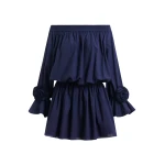 Essentiel Antwerp Navy Strapless Cotton Mini Dress With Rosette Details