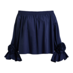 Essentiel Antwerp Navy Strapless Cotton Top With Rosette Details - Essentiel Antwerp Tops - Colorful Belgian Design - Shop at Luxury Shoes 