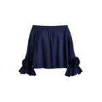 Essentiel Antwerp Navy Strapless Cotton Top With Rosette Details