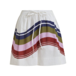 Essentiel Antwerp Off-White And Multicolor Cotton Shorts With Placed Stripe Print - Essentiel Antwerp Shorts - Colorful Belgian Design - Shop at Luxury Shoes 