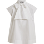 Essentiel Antwerp Off-White Sleeveless Top With Tie Neckline - Essentiel Antwerp Tops - Colorful Belgian Design - Shop at Luxury Shoes 
