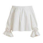 Essentiel Antwerp Off-White Strapless Cotton Top With Rosette Details - Essentiel Antwerp Tops - Colorful Belgian Design - Shop at Luxury Shoes 