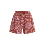 Essentiel Antwerp Pink And Brown Floral Jacquard Cotton-Blend Shorts With Drawstring Waist