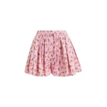 Essentiel Antwerp Pink And Brown Floral Print Cotton Shorts