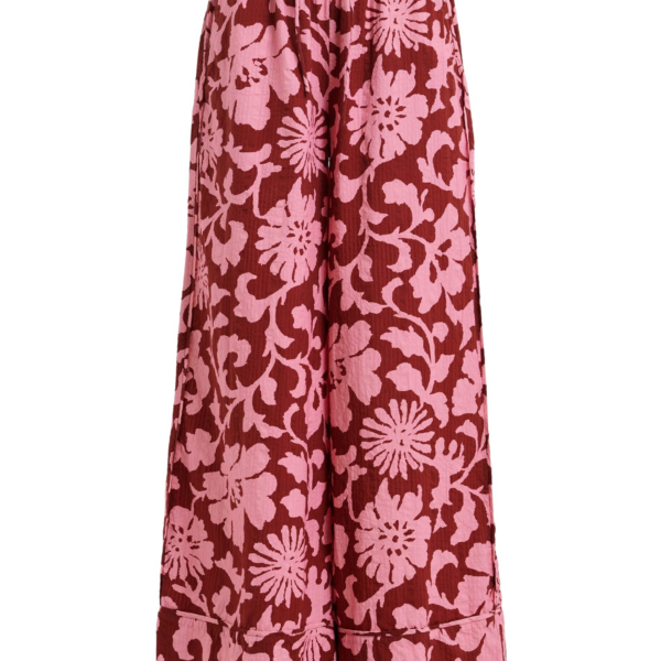 Essentiel Antwerp Pink And Dark Red Wide-Leg Pants With Contrast Stitching