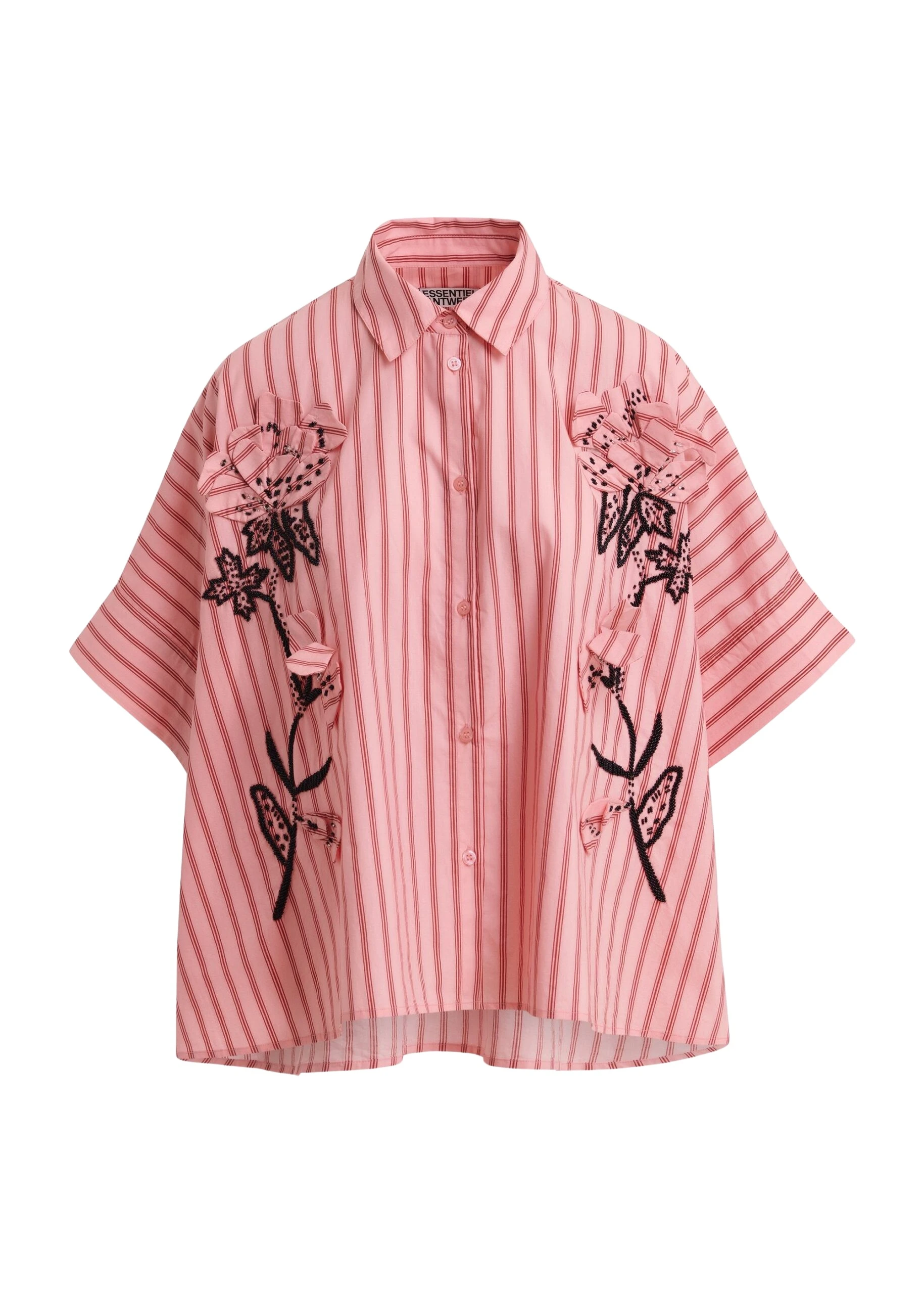 Essentiel-Antwerp-Pink-And-Red-Oversized-Cotton-Shirt-With-Floral-Applique-Embroidery-And-Bead-Embellishments-scaled60777_nobg Essentiel Antwerp Pink And Red Oversized Cotton Shirt With Floral Appliqué Embroidery And Bead Embellishments