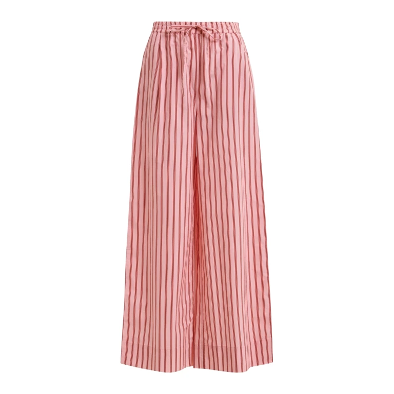 Essentiel Antwerp Pink And Red Striped Cotton Wide-Leg Pants - Essentiel Antwerp Pants - Colorful Belgian Design - Shop at Luxury Shoes 