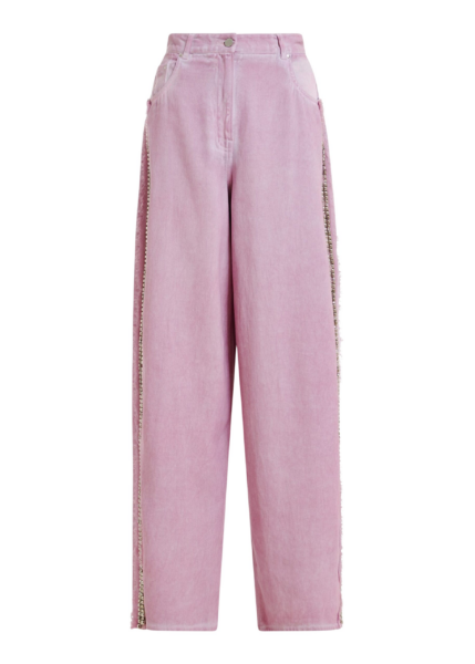 Essentiel Antwerp Purple High-Rise Wide-Leg Jeans With Embellished Side Trims - Essentiel Antwerp Pants - Colorful Belgian Design - Shop at Luxury Shoes 