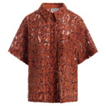 Essentiel Antwerp Rust Sequin-Embellished Short-Sleeve Shirt - Essentiel Antwerp Shorts - Colorful Belgian Design - Shop at Luxury Shoes 