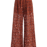 Essentiel Antwerp Rust Sequin-Embellished Wide-Leg Trousers - Essentiel Antwerp Pants - Colorful Belgian Design - Shop at Luxury Shoes 