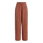 Essentiel Antwerp Terracotta High-Rise Wide-Leg Jeans With Embellished Side Trims