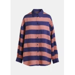 Essentiel Antwerp Vintage Pink And Purple Oversized Striped Shirt - Essentiel Antwerp Tops - Colorful Belgian Design - Shop at Luxury Shoes 