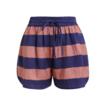 Essentiel Antwerp Vintage Pink And Purple Striped Mini Sports Shorts - Essentiel Antwerp Shorts - Colorful Belgian Design - Shop at Luxury Shoes 