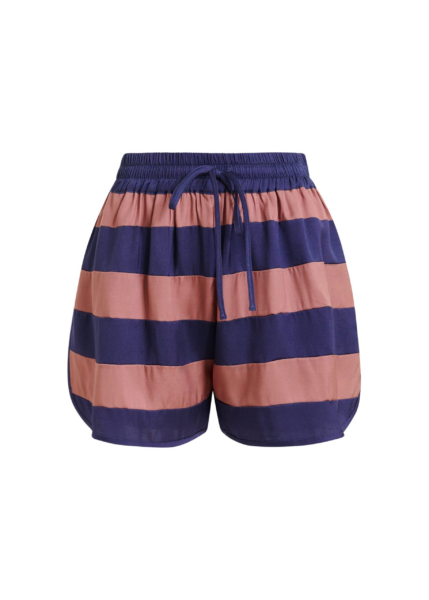Essentiel Antwerp Vintage Pink And Purple Striped Mini Sports Shorts - Essentiel Antwerp Shorts - Colorful Belgian Design - Shop at Luxury Shoes 