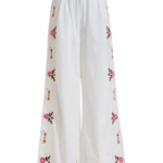 Essentiel Antwerp White And Multicolor Floral Embroidered Oversized Cotton Shirt - Essentiel Antwerp Tops - Colorful Belgian Design - Shop at Luxury Shoes 