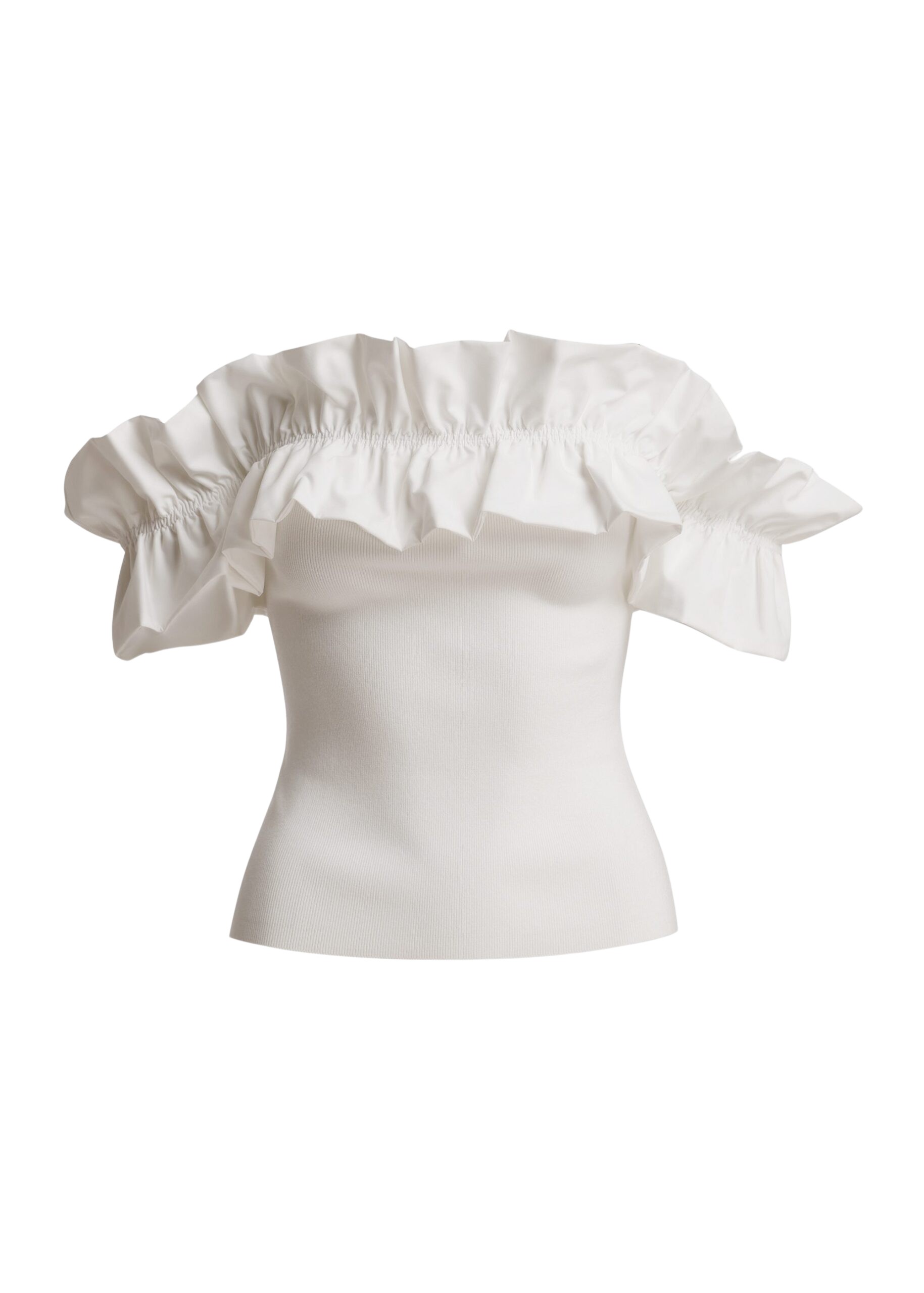 Essentiel-Antwerp-White-Off-Shoulder-Knit-Top-With-Ruffle-Trim-scaled66892_nobg Essentiel Antwerp White Off-Shoulder Knit Top With Ruffle Trim - Essentiel Antwerp Tops - Colorful Belgian Design - Shop at Luxury Shoes