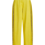 Essentiel Antwerp Yellow High-Rise Wide-Leg Jeans With Embellished Side Trims - Essentiel Antwerp Pants - Colorful Belgian Design - Shop at Luxury Shoes 