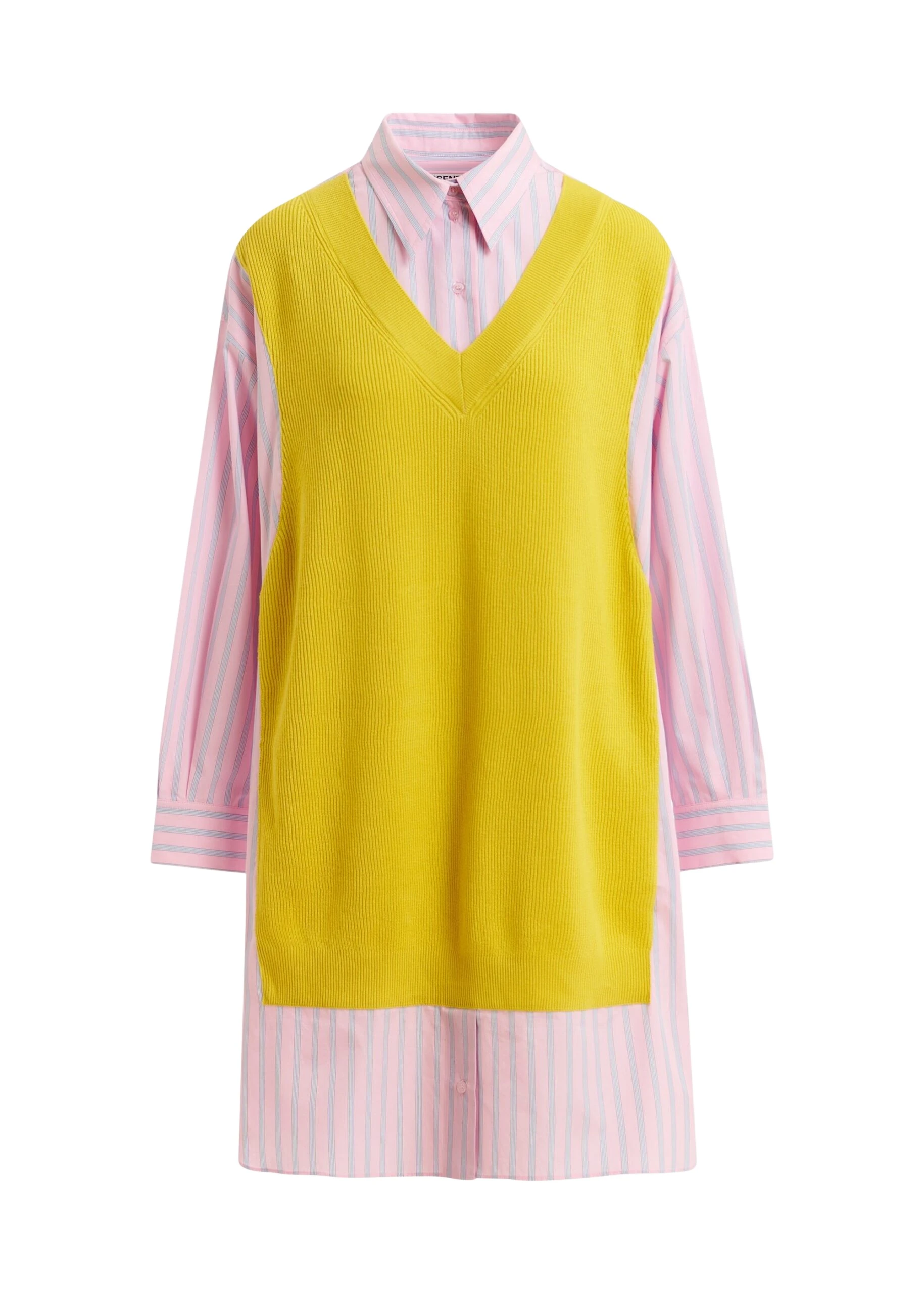 Essentiel-Antwerp-Yellow-Light-Pink-And-Light-Blue-Knit-Panel-Oversized-Shirt-Dress-scaled94546_nobg Essentiel Antwerp Yellow, Light Pink And Light Blue Knit-Panel Oversized Shirt Dress
