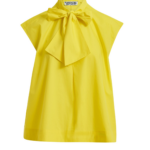 Essentiel Antwerp Yellow Sleeveless Top With Tie Neckline - Essentiel Antwerp Tops - Colorful Belgian Design - Shop at Luxury Shoes 