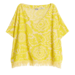 Essentiel Antwerp Yellow Textured Floral Jacquard Cotton-Blend Top With Fringed Trims - Essentiel Antwerp Tops - Colorful Belgian Design - Shop at Luxury Shoes 