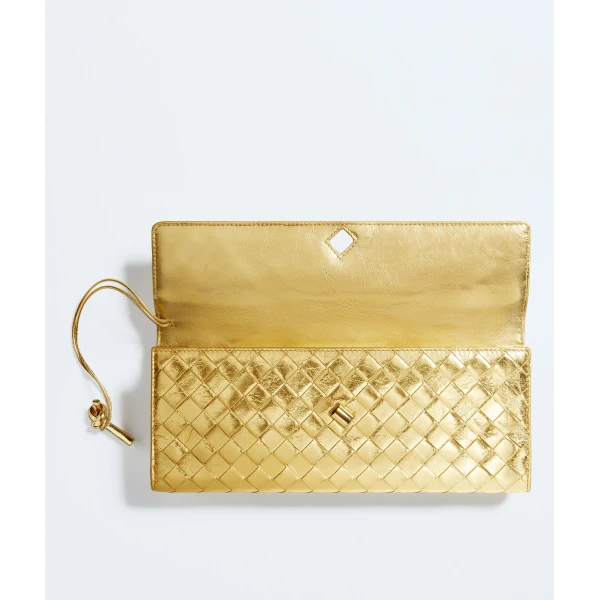 Khaite Women's Andiamo Clutch in Gold - Gold Clutch Bags - The Lotus Tote Bag - Shop at Luxury Shoes 