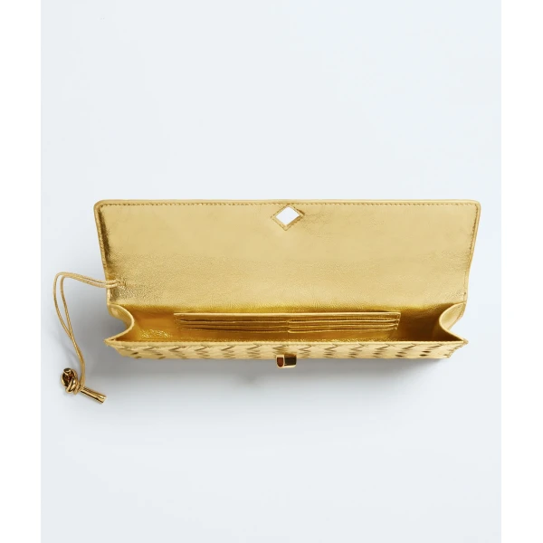 Khaite Women's Andiamo Clutch in Gold - Gold Clutch Bags - The Lotus Tote Bag - Shop at Luxury Shoes 