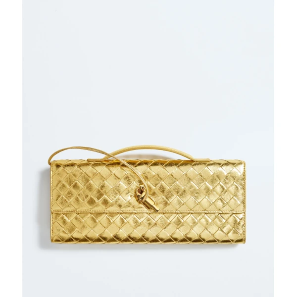 Khaite Women's Andiamo Clutch in Gold - Gold Clutch Bags - The Lotus Tote Bag - Shop at Luxury Shoes 