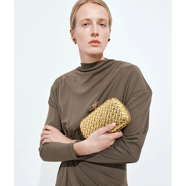 Khaite Women's Knot in Gold - Gold Clutch Bags - The Lotus Tote Bag - Shop at Luxury Shoes 