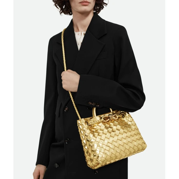 Khaite Women's Small Andiamo in Gold - Gold Totes & Top-Handle Bags - The Lotus Tote Bag - Shop at Luxury Shoes 