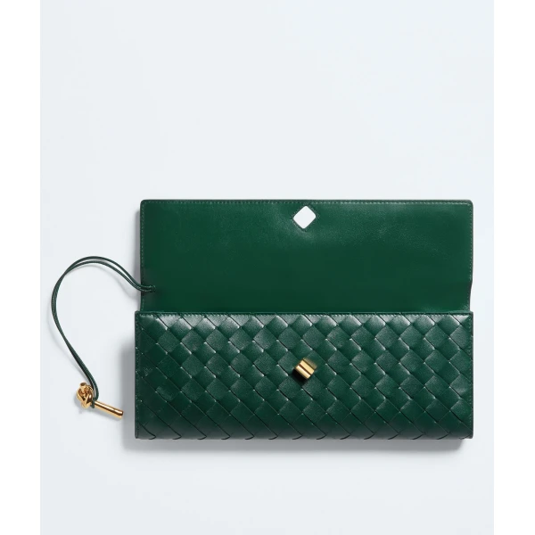 Khaite Women's Andiamo Clutch in Emerald green - Green Clutch Bags - The Lotus Tote Bag - Shop at Luxury Shoes 