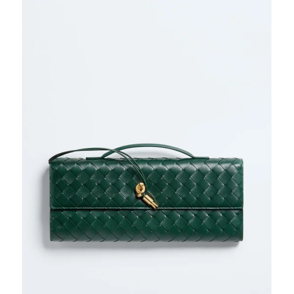 Khaite Women's Andiamo Clutch in Emerald green - Green Clutch Bags - The Lotus Tote Bag - Shop at Luxury Shoes 