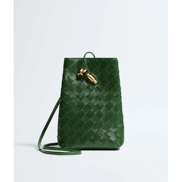 Khaite Women's Andiamo Phone Pouch in Basil - Green Mini Bags - The Lotus Tote Bag - Shop at Luxury Shoes 