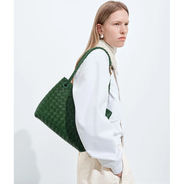 Khaite Women's Andiamo in Basil - Green Totes & Top-Handle Bags - The Lotus Tote Bag - Shop at Luxury Shoes 