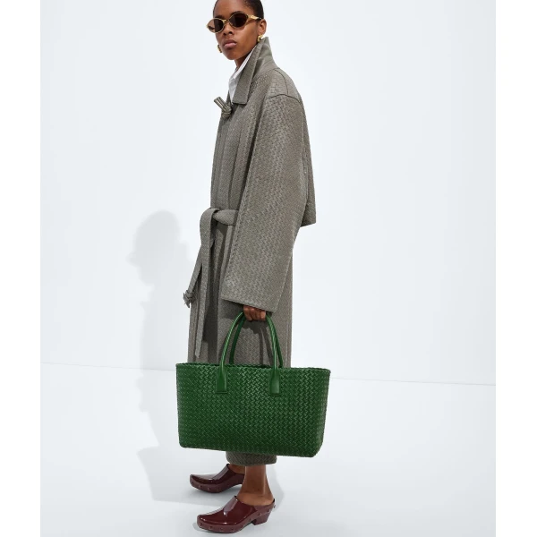 Khaite Women's Cabat in Basil - Green Totes & Top-Handle Bags - The Lotus Tote Bag - Shop at Luxury Shoes 