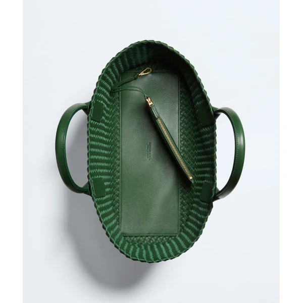 Khaite Women's Cabat in Basil - Green Totes & Top-Handle Bags - The Lotus Tote Bag - Shop at Luxury Shoes 