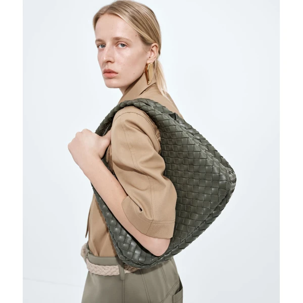 Khaite Women's Campana in Pickle - Green Shoulder & Crossbody Bags - The Lotus Tote Bag - Shop at Luxury Shoes 