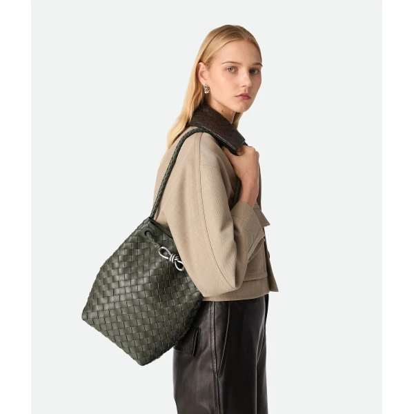 Khaite Women's Small Andiamo Bucket in Pickle - Green Bucket Bags - The Lotus Tote Bag - Shop at Luxury Shoes 