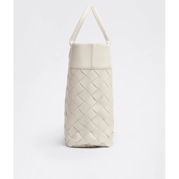 Khaite Maxi Intreccio Tote in Mist - Grey Totes & Top-Handle Bags - The Lotus Tote Bag - Shop at Luxury Shoes 