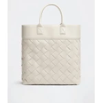 Khaite Maxi Intreccio Tote in Mist - Grey Totes & Top-Handle Bags - The Lotus Tote Bag - Shop at Luxury Shoes 