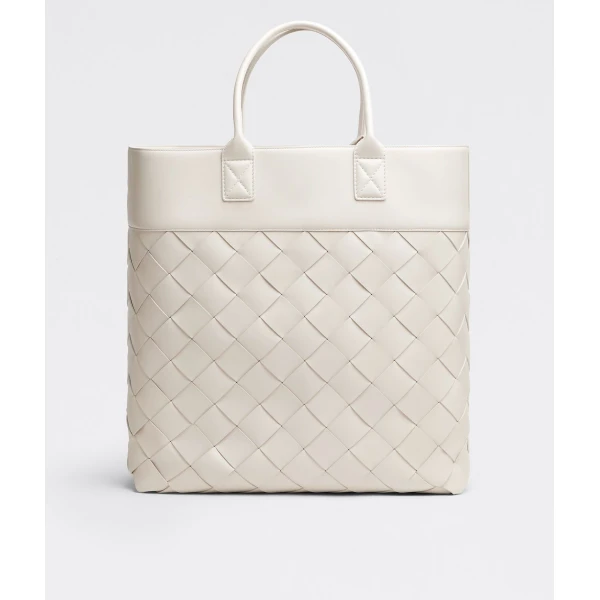 Khaite Maxi Intreccio Tote in Mist - Grey Totes & Top-Handle Bags - The Lotus Tote Bag - Shop at Luxury Shoes 