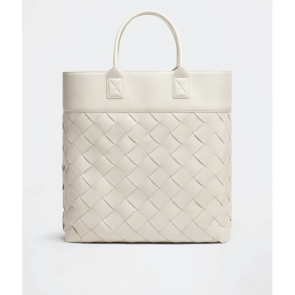 Khaite Maxi Intreccio Tote in Mist - Grey Totes & Top-Handle Bags - The Lotus Tote Bag - Shop at Luxury Shoes 