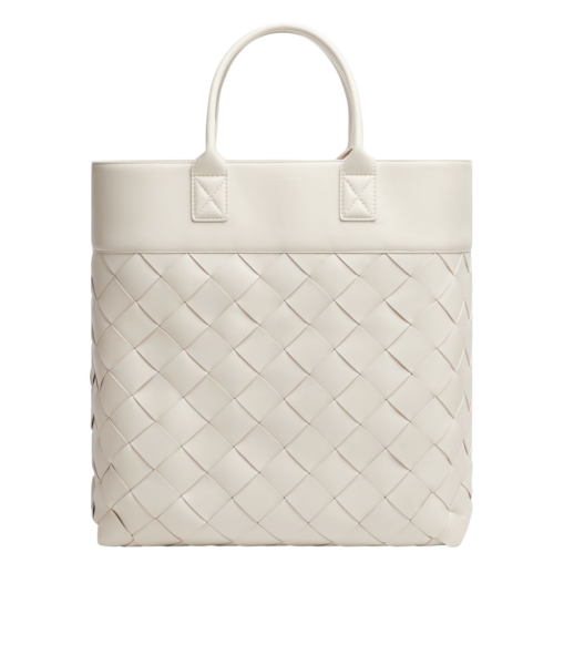 Khaite Maxi Intreccio Tote in Mist - Grey Totes & Top-Handle Bags - The Lotus Tote Bag - Shop at Luxury Shoes 
