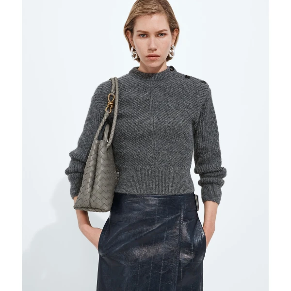 Khaite Women's Andiamo in Basalt - Grey Totes & Top-Handle Bags - The Lotus Tote Bag - Shop at Luxury Shoes 