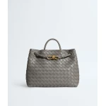 Khaite Women's Andiamo in Basalt - Grey Totes & Top-Handle Bags - The Lotus Tote Bag - Shop at Luxury Shoes Khaite Women's Andiamo in Basalt - Grey Totes & Top-Handle Bags - The Lotus Tote Bag - Shop at Luxury Shoes