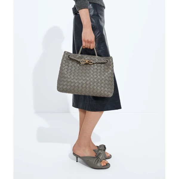Khaite Women's Andiamo in Basalt - Grey Totes & Top-Handle Bags - The Lotus Tote Bag - Shop at Luxury Shoes 