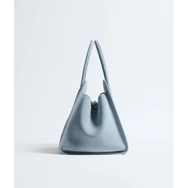 Khaite Women's Barbara Tote in Mineral - Grey Totes & Top-Handle Bags - The Lotus Tote Bag - Shop at Luxury Shoes 